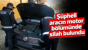 Şüpheli aracın motor bölümünde silah bulundu